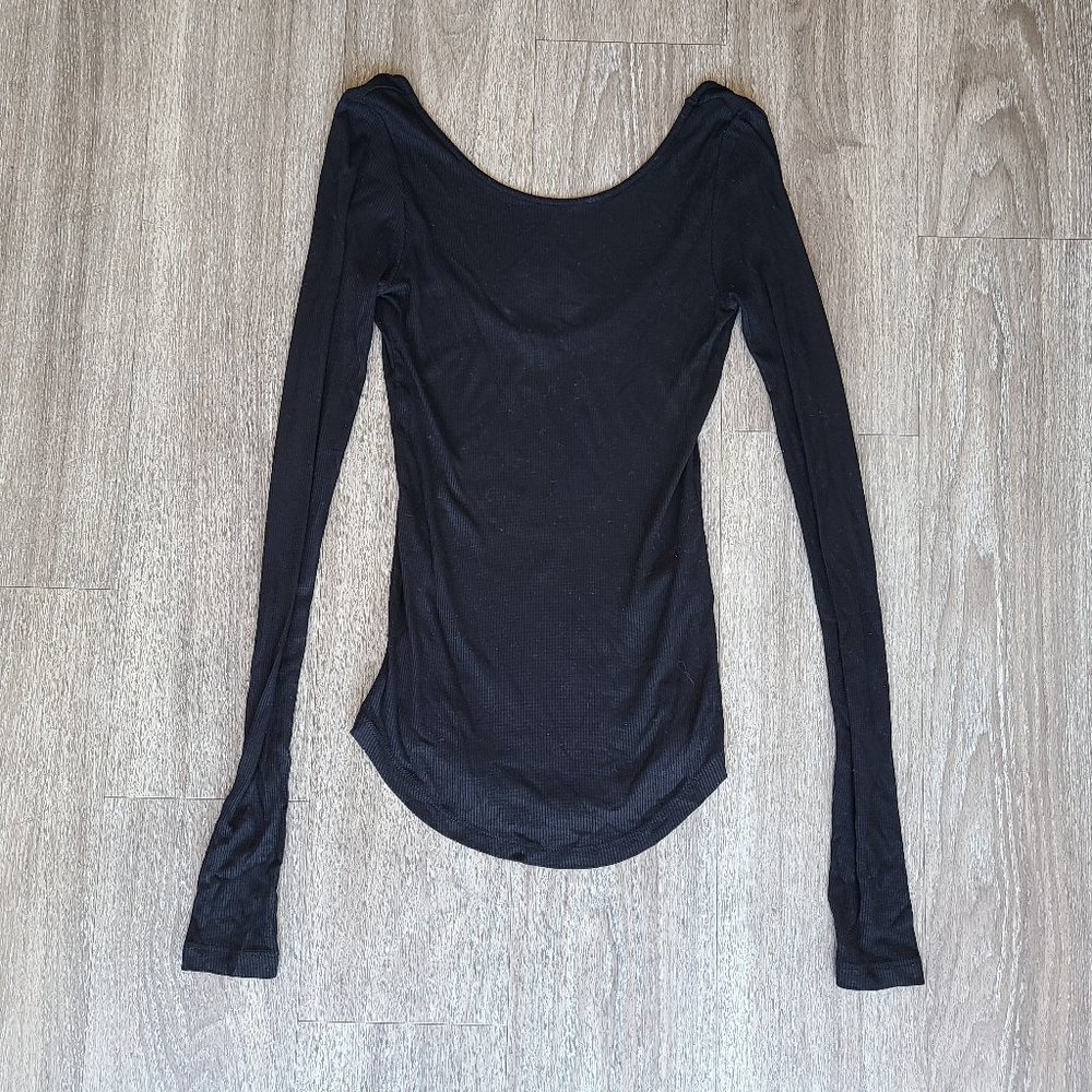 Low Back Black Ribbed Top